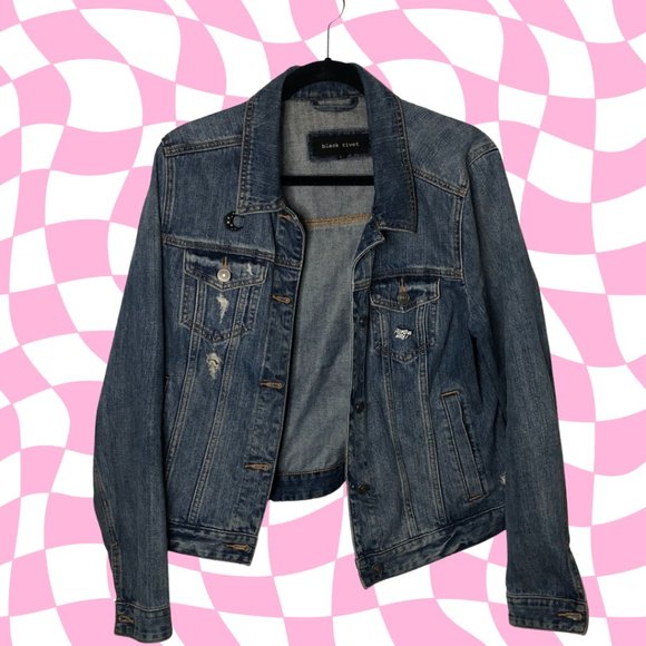 Black Rivet Jackets & Blazers - Black Rivet Medium Wash Distressed Jean Jacket